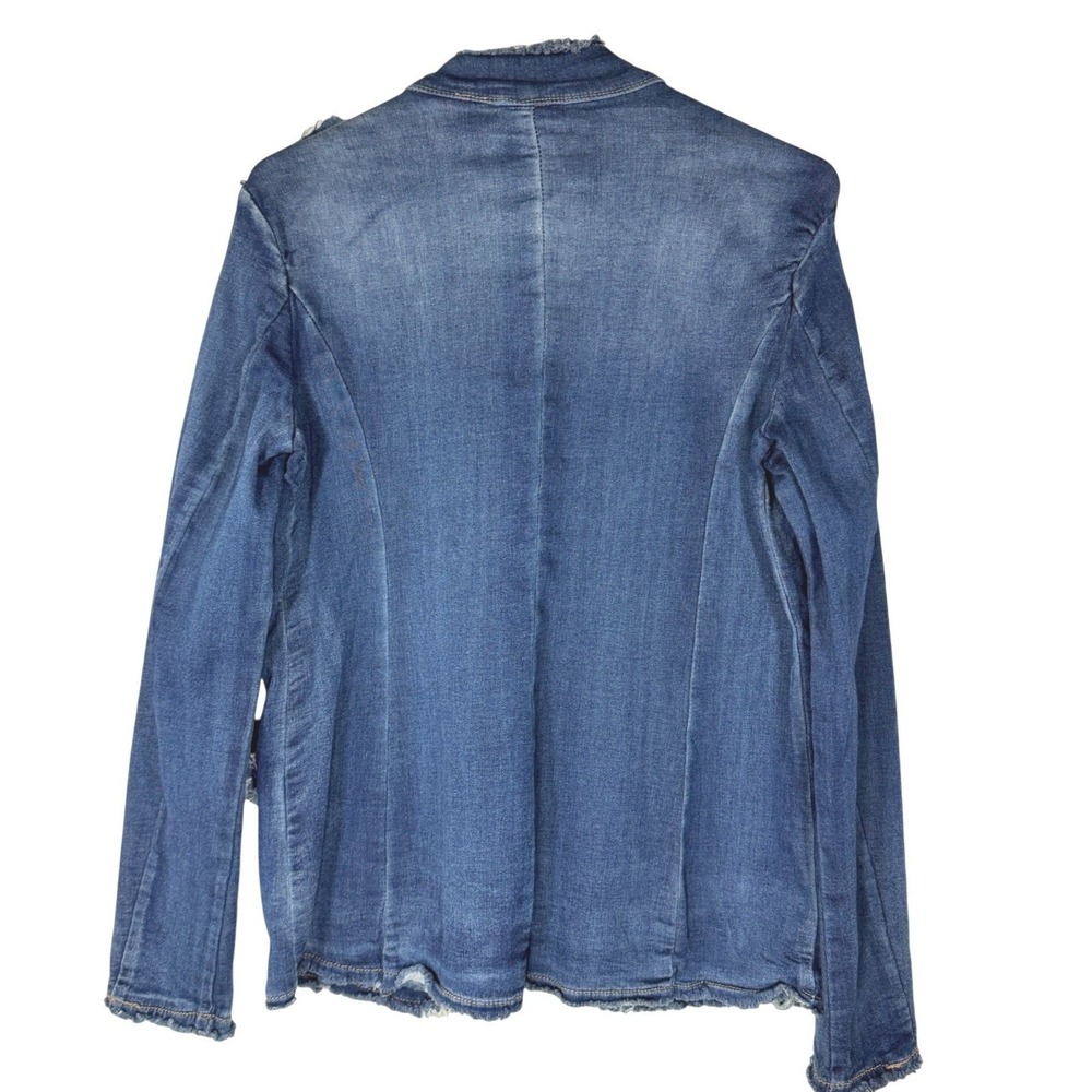 Napoleon Denim Jacket Womens Med Military Porter‎ Collective Blue Jean Open - Picture 2 of 12